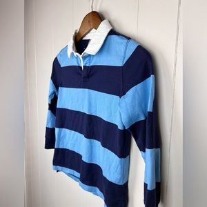 Hanna Andersson Blue Rugby Stripe Long Sleeve Polo size 6-7
